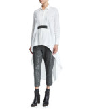 High-Low Tunic W/Monili Belt, White/Ultra Black