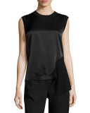 Sleeveless Mixed-Media Top, Black