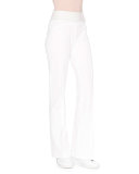 High-Waist Flare-Leg Pants, White