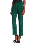 Polka-Dot Flared Ankle Pants, Maritime/Garden