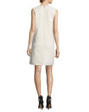 Sleeveless Asymmetric Shift Dress, Cream