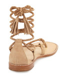 Bailee Lace-Up Flat Gladiator Sandal, Buff