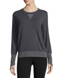 Serene Mesh-Inset Long-Sleeve Sport Top