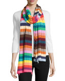 Hippy Ribbed Cashmere Scarf, Multicolor