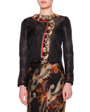 Chinoiserie-Border Short Jacket, Black