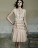 Sleeveless Bateau-Neck Embroidered Dress, Powder Pink