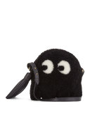 Shearling Fur Ghost Crossbody Bag, Black