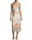 Yuzen Floral-Print Gown, Antique