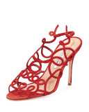Gori Squiggly High-Heel Sandal, Red