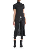 Skinny Cropped Leather Pants, Black