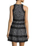 Garnet Floral Lace-Trim Cocktail Dress, Black