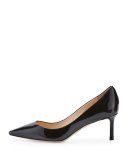 Romy Patent Pointed-Toe 60mm Pump, Black