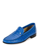 Classic Crocodile Leather Loafer, Blue