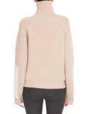 Turtleneck Sweater W/Contrast Patches, Cream