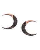 Reckless Rose Crescent Stud Earrings with Black Diamonds