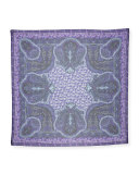 Bombay Paisley Silk Chiffon Square Shawl, Blue