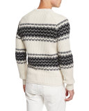 Silk-Blend Striped Fisherman Sweater, Ivory