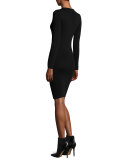 Long-Sleeve Corset V-Neck Sheath Dress