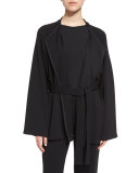 Belted Wool Felt Jacket, Black