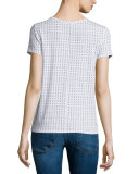 Base Short-Sleeve Jewel-Neck Tee, White Print