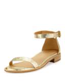 Nudistflat Metallic Napa Ankle-Wrap Sandal, Gold