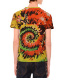 Tie-Dye Short-Sleeve T-Shirt with Embroidered Butterflies, Multi