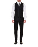 Contrast-Stitch Three-Piece Suit, Black