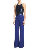 Paula High-Rise Wide-Leg Pants, Blue