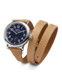 Runwell Leather Triple-Wrap Watch, 36mm