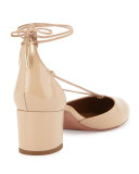 Alexa Patent Mid-Heel Pump, Nude