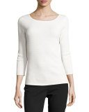 Piqué 3/4-Sleeve Tee, Off White