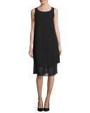 Sleeveless Layered-Hem Silk Georgette Dress