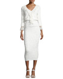 Crochet-Trim Soutache-Embroidered Top, White
