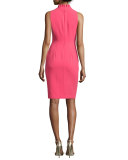 Antoinette Sleeveless Stretch Crepe Sheath Dress, Haute Melon