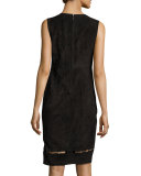 Marta Sleeveless Suede Dress, Black