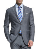 Milano Easy Herringbone Two-Piece Suit, Gray