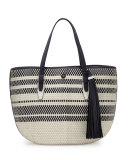 Woven Vachetta Leather Tote Bag, Tory Navy/Multi