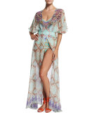 Printed Open-Front Coverup Dress