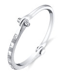 Pyramid Handcuff Bracelet with Diamonds in 18K White Gold