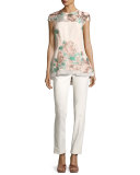 Floral Fil Coupe High-Low Top, Blush