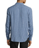 Gingham Sport Shirt, Blue/White