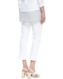 Washable Stretch-Crepe Ankle Pants, White