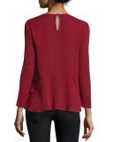 Galia Ruffle-Hem Silk Blouse, Rubiate