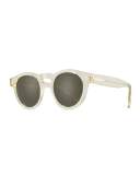 Leonard Monochromatic Round Sunglasses, Champagne