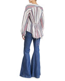 Long-Sleeve Striped Tie Shirt, Ivory