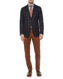 Double Windowpane Cashmere Two-Button Sport Coat, Navy