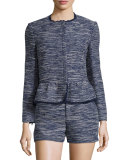 Milligan Tweed Zip-Front Jacket, Blue