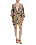 Embellished Silk Kimono Dress w/Belt, Beads of Love