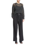 Montero Netted Pullover Sweater, Black