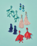 Resin Rose & Crystal Triple-Drop Earrings